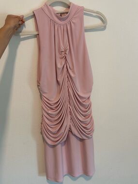 Ruched Pink Sleeveless Mini Dress
